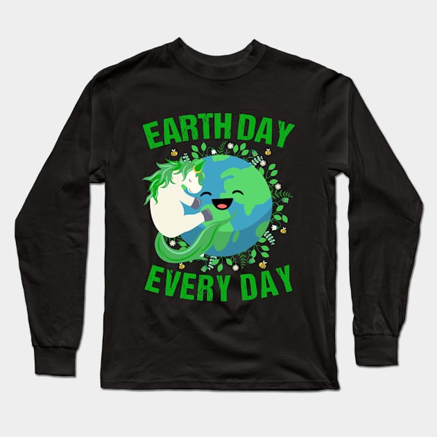 Earth Day Every Day Unicorn hugging earth nature lovers 2021 Long Sleeve T-Shirt by Shop design